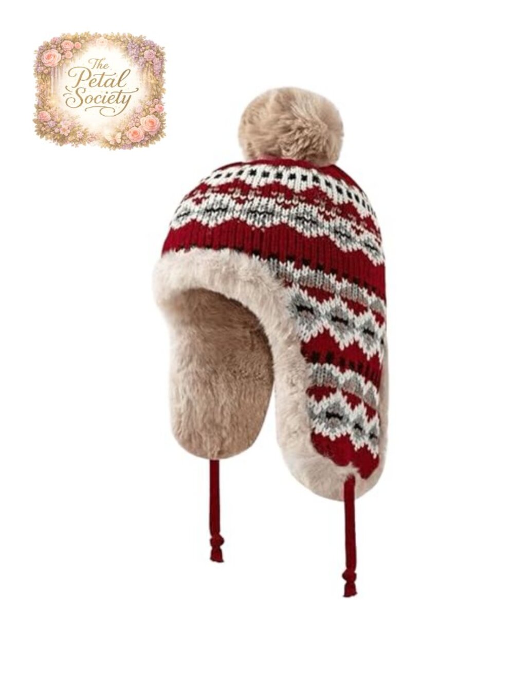 Women Winter Thick Thermal Earflap Trapper Cap Pom Fleece Lined Knit Hat